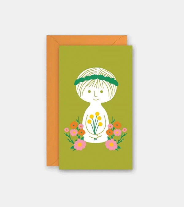 Retro Flower Girl Mini Card