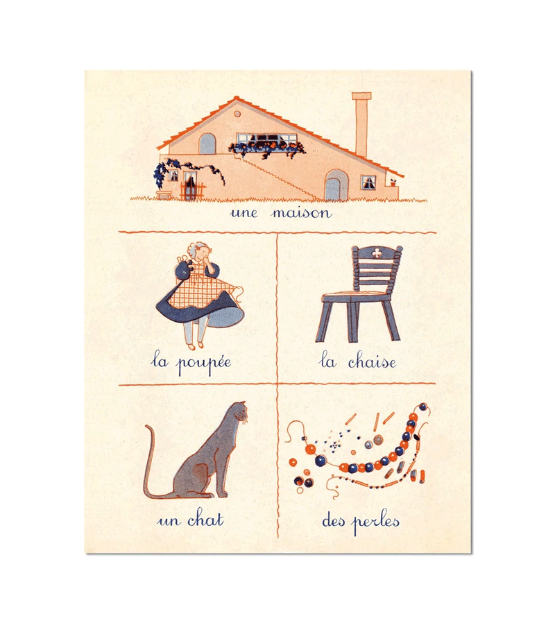 French First Words Around the House Fine Art Print 11"x14" by Roomytown