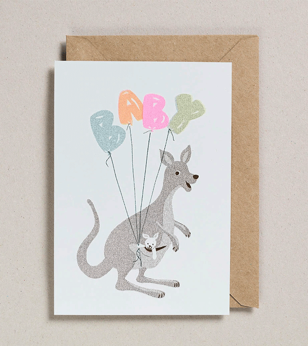 Kangaroo Baby Card by Petra Boase