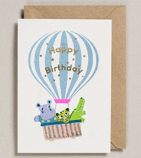 Hot Air Balloon Happy Birthday Card by Petra Boase