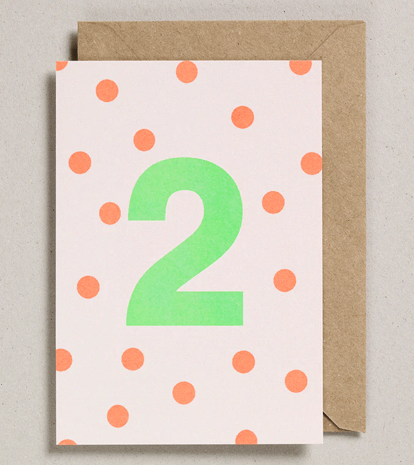 Age 2 Riso Number Card by Petra Boase