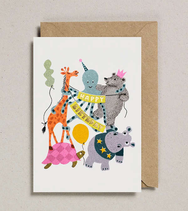 Party Animals Happy Birthday Card by Petra Boase