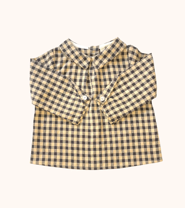 Sepia Gingham Gaby Baby Top by Guimpette