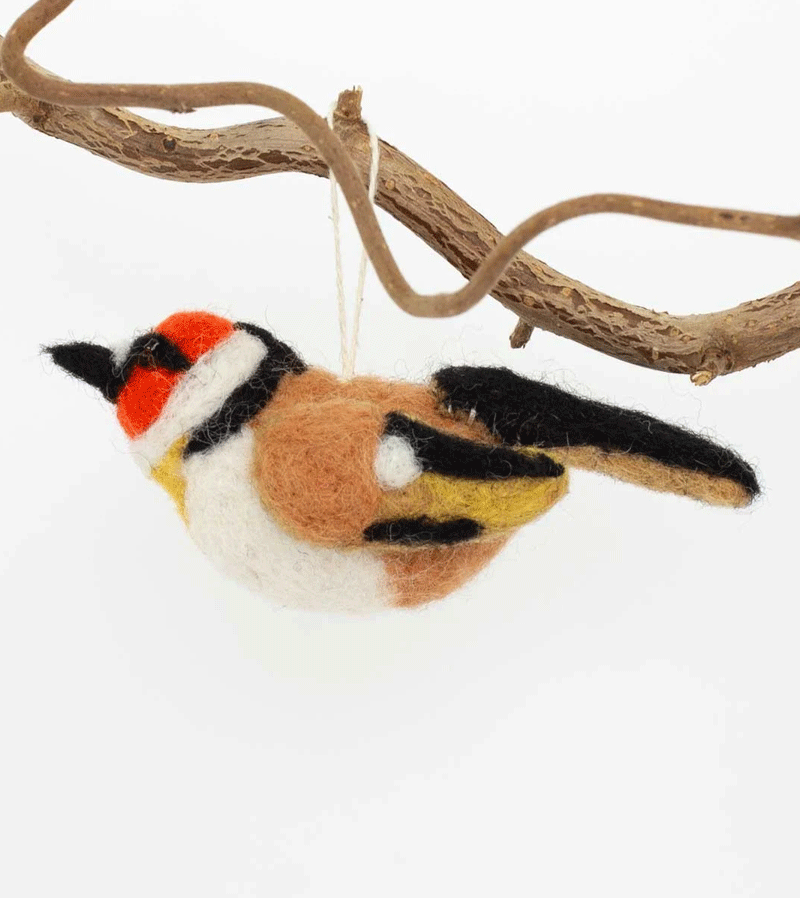 Goldfinch Bird Felt Ornament by AfroArt