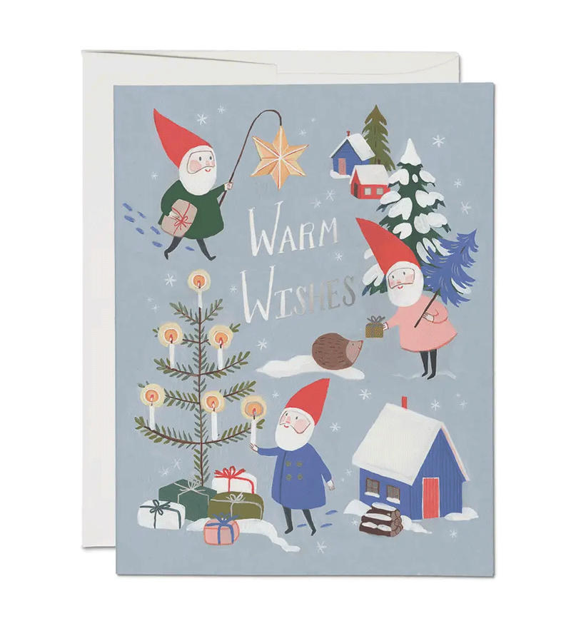 Holiday Gnomes Greetings Card by Red Cap Cards