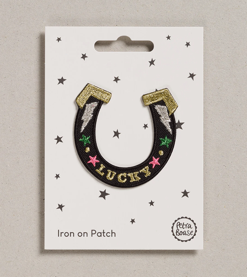 Lucky Horse Shoe Iron on Patch by Petra Boase