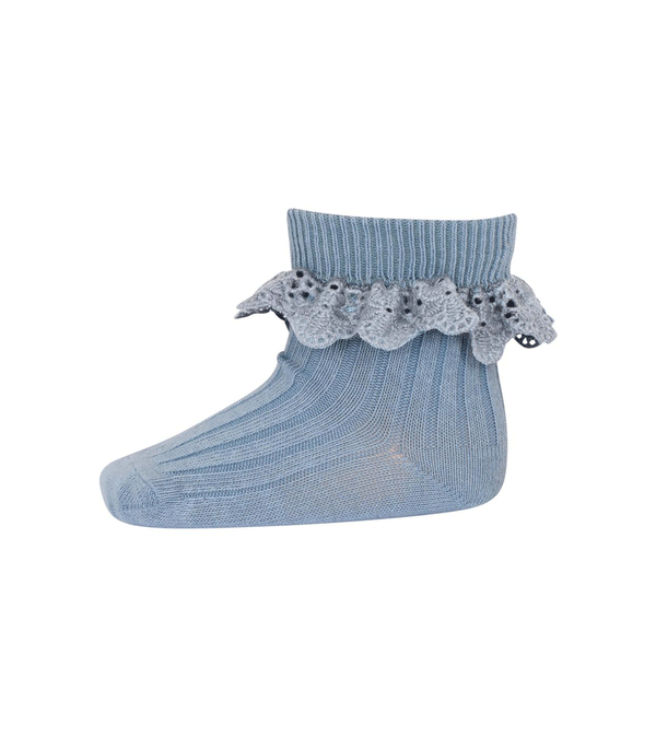 Dusty Blue Lisa Lace Sock by mp Denmark