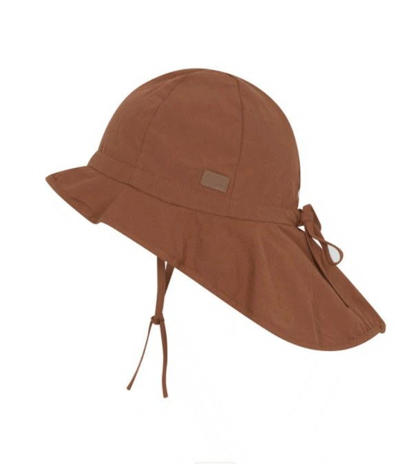 Leather Brown Long Sun Hat by melton