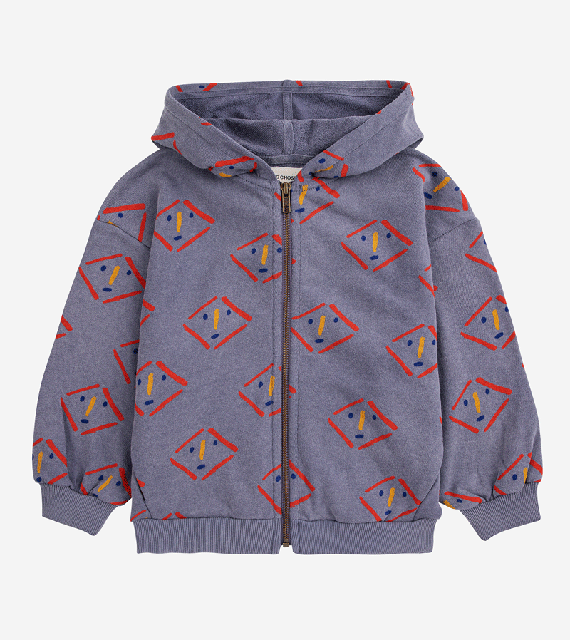 Masks all over Zipped Hoodie by Bobo Choses