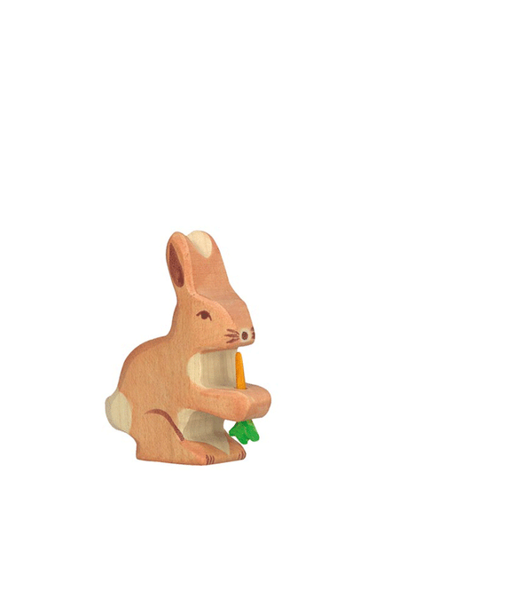 Wooden Hare with Carrot by Holztiger