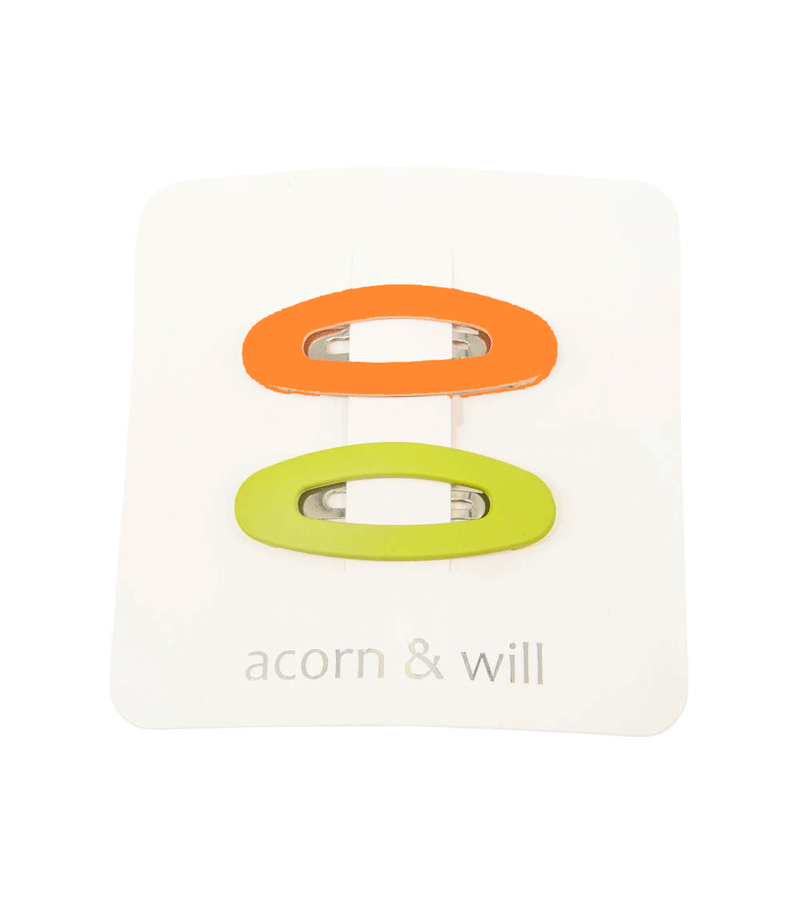 Lime and Pumpkin Oval Suede Effect Hair Clip Set by Acorn & Will