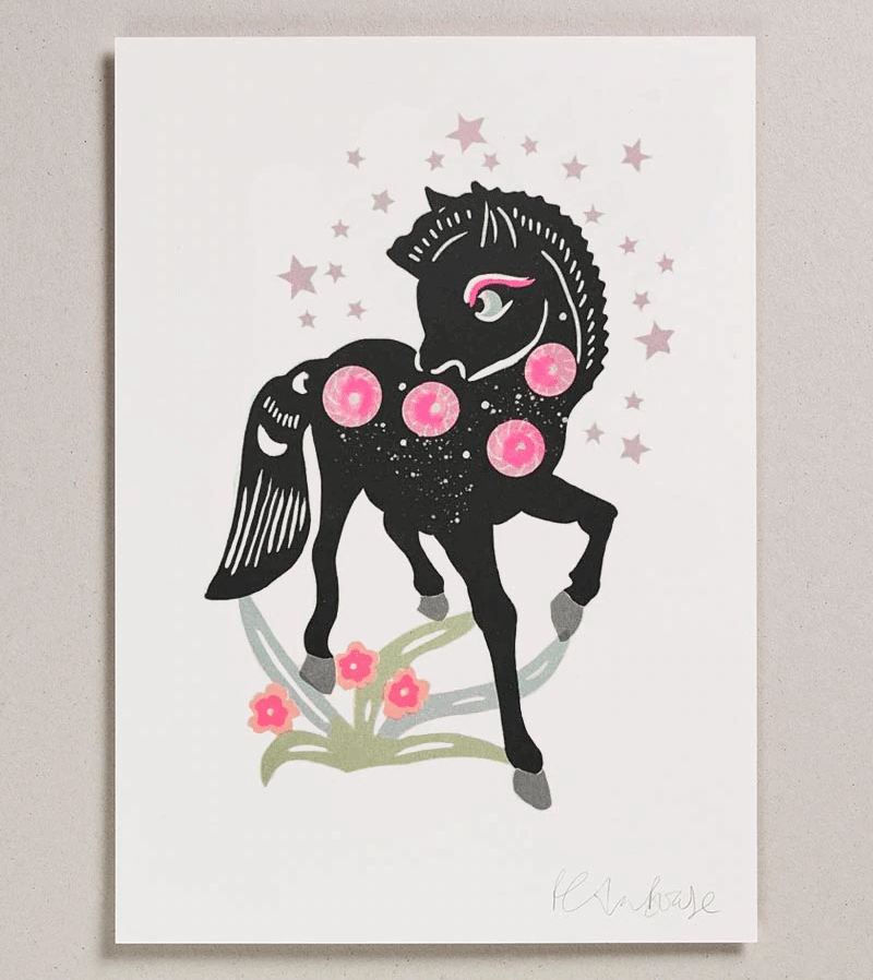 A4 Pony Risograph Print by Petra Boas