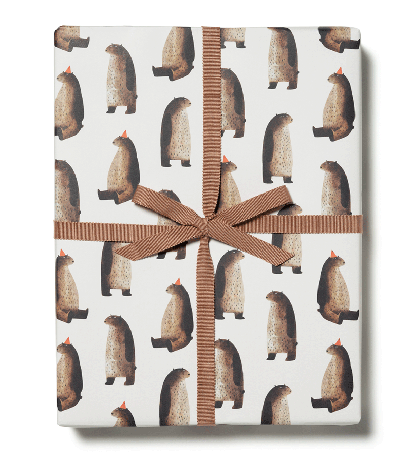 Party Bear Wrapping Paper Sheet by Red Cap Cards