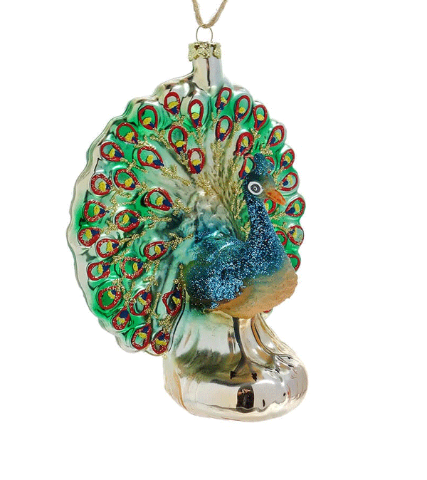 Peacock Glass Ornament by Cody Foster