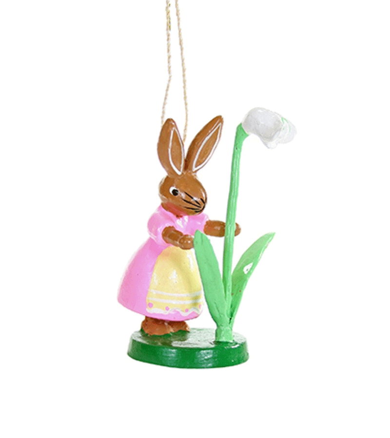 Flower Patch Rabbit Wooden Ornament by Cody Foster