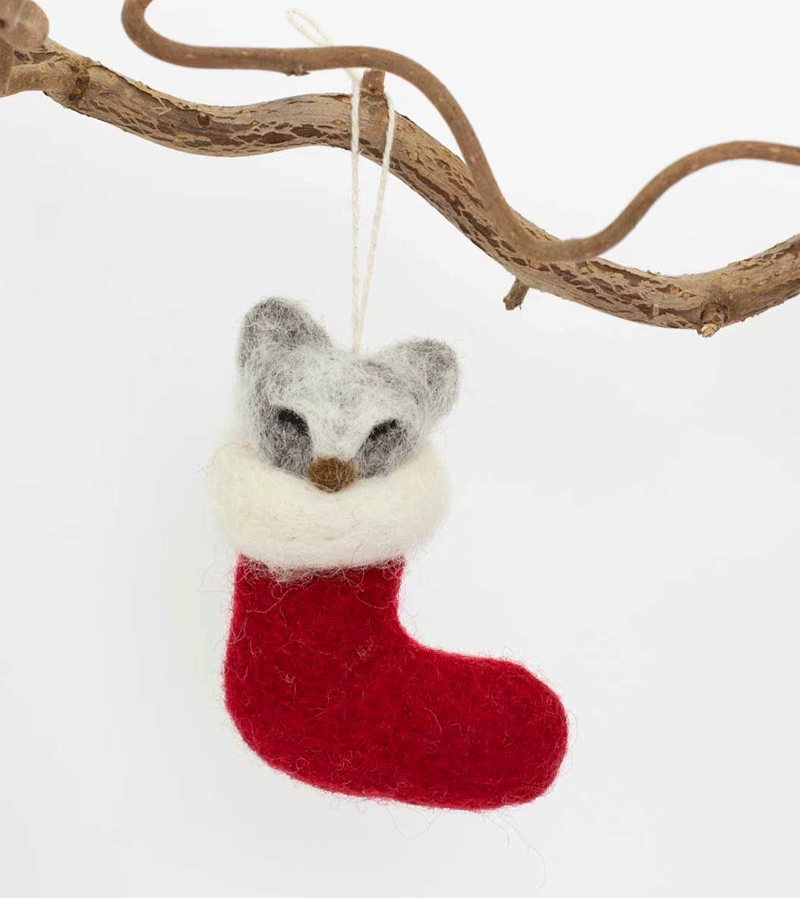 Racoon in a Sock Wool Ornament by AfroArt