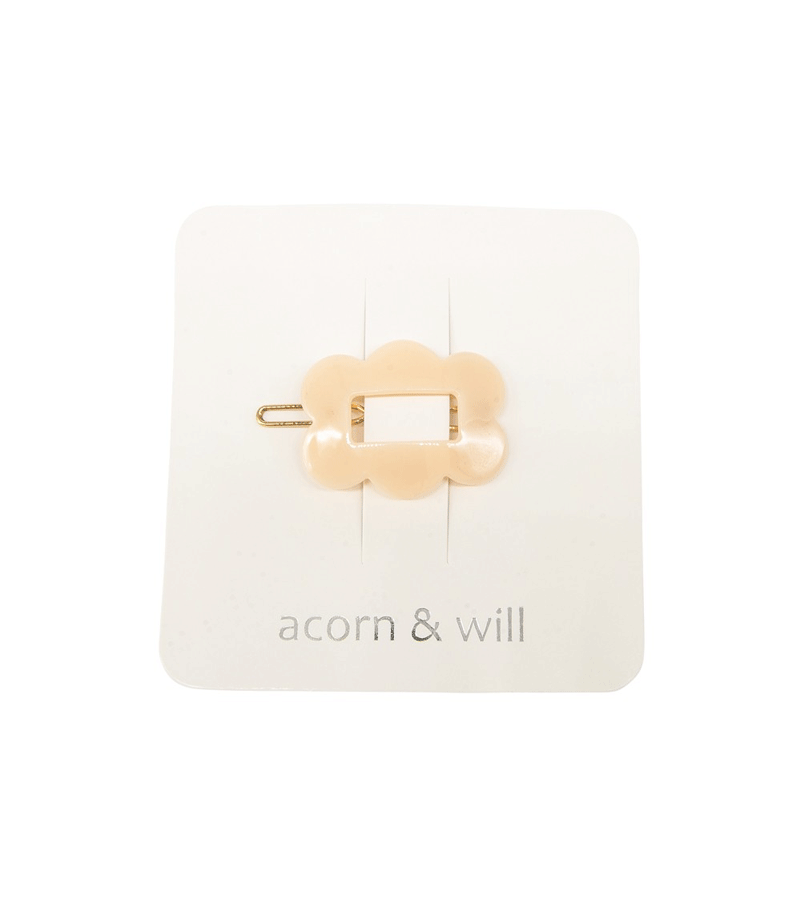 Nude Scalloped Rectangular Hair Clip Acorn & Will - Niddle Noddle