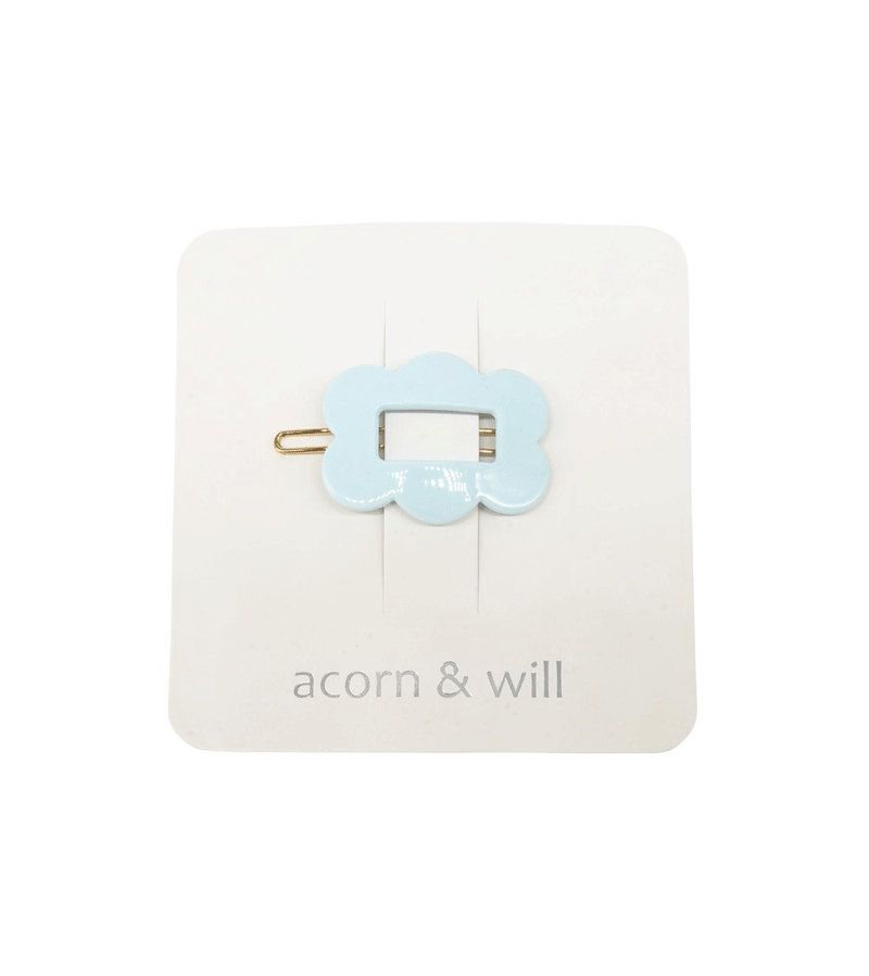 Pale Blue Scalloped Rectangular Hair Clip Acorn & Will - Niddle Noddle
