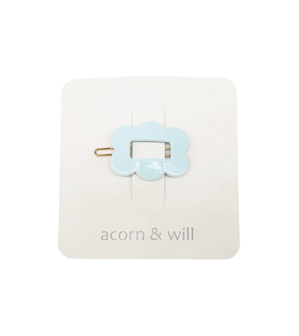 Pale Blue Scalloped Rectangular Hair Clip Acorn & Will - Niddle Noddle