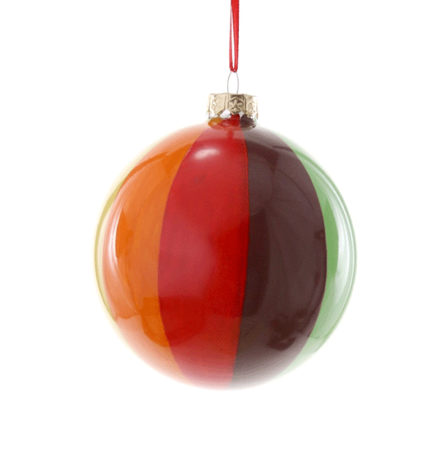 Large Retro Multi Colour Stripe Glass Baubles by Cody Foster