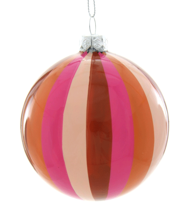 Large Retro Pink Stripe Glass Baubles by Cody Foster”