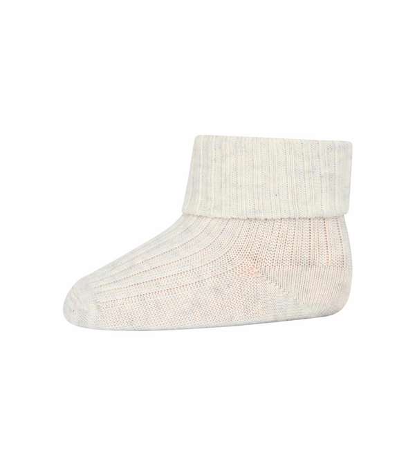 Cream Melange Cotton Rib Ankle Sock by mp Denmark