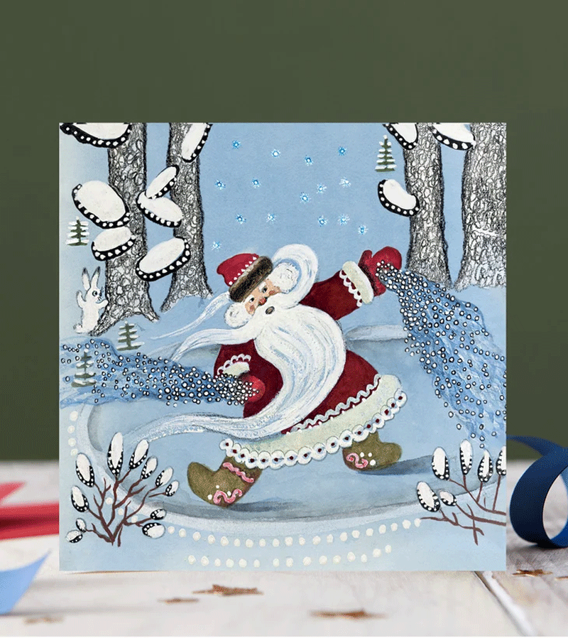 Santa Folk Art Card by Kapelki Art