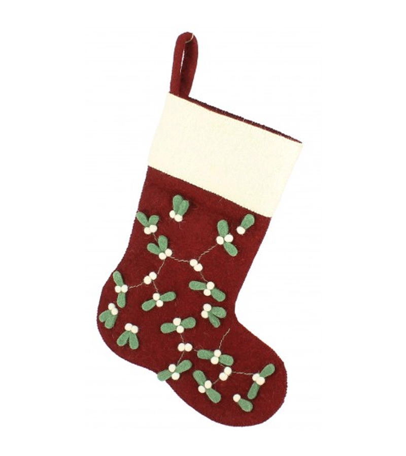 Mistletoe Red Stocking by Fiona Walker