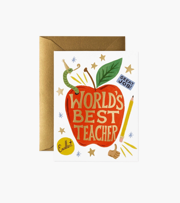 World's Best Teacher Greeting Card by Rifle Paper Co.