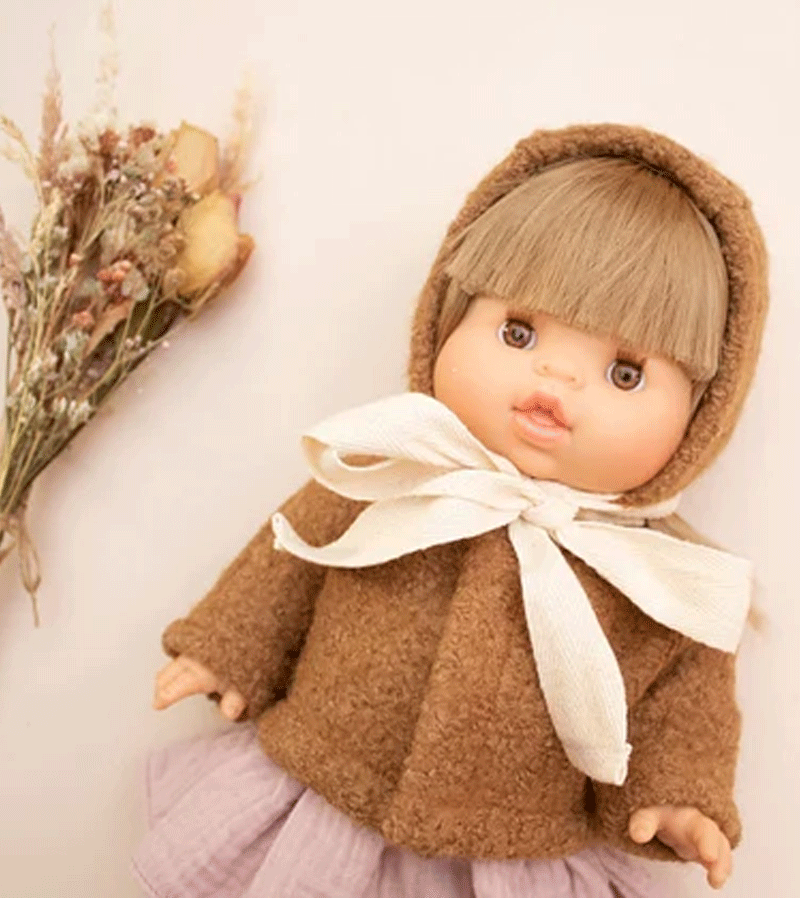 Teddy Bear Bonnet for Baby Doll