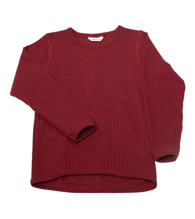 Red Currant Ribbed Merino Wool Longsleeved Top by Joha