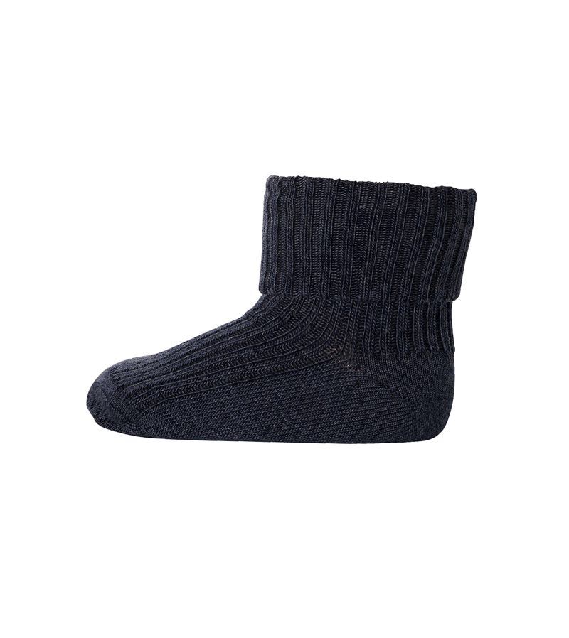 Denim Melange Wool Rib Socks by mp Denmark