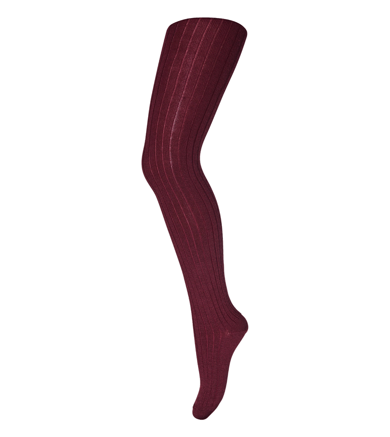 Wine Red Wool Rib Tights by mp Denmark