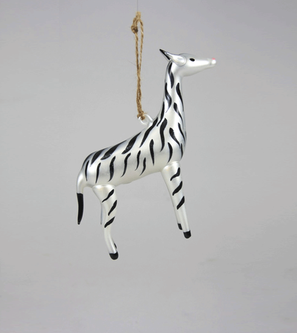 Glinting Zebra Giraffe Glass Ornament by Cody Foster