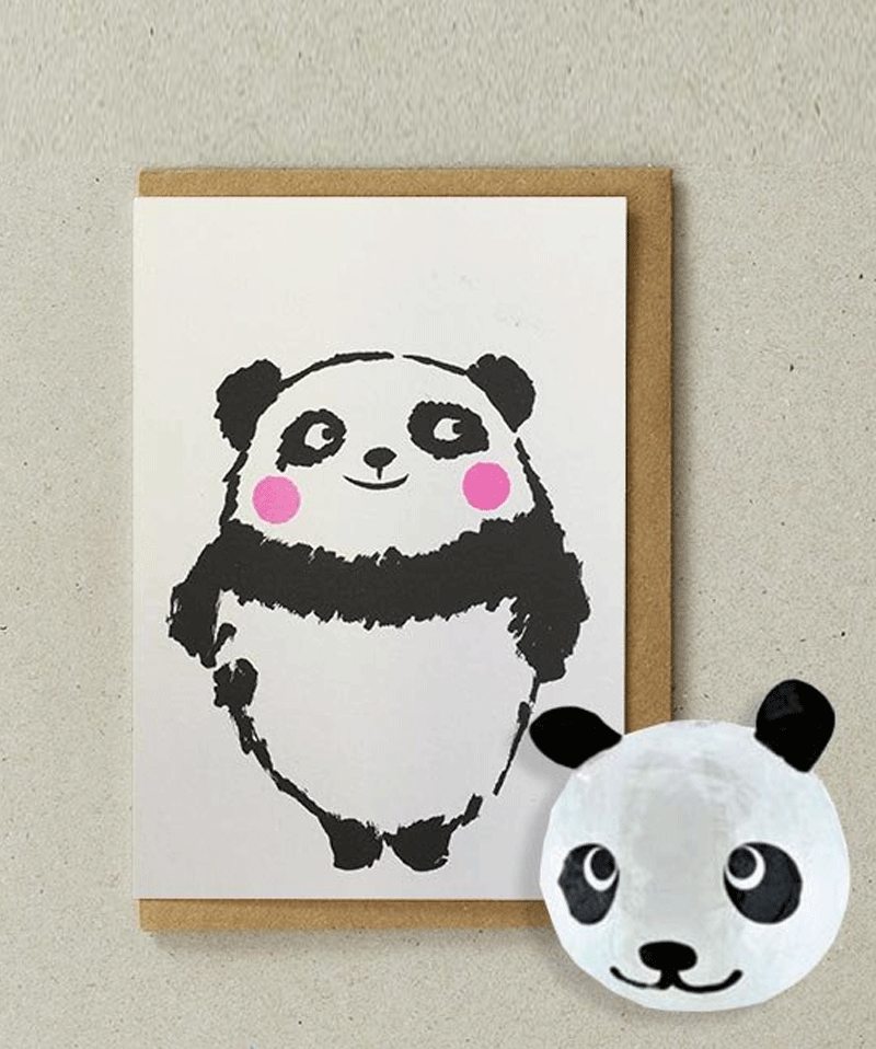 Panda Japanese Paper Balloon Card by  Petra Boase