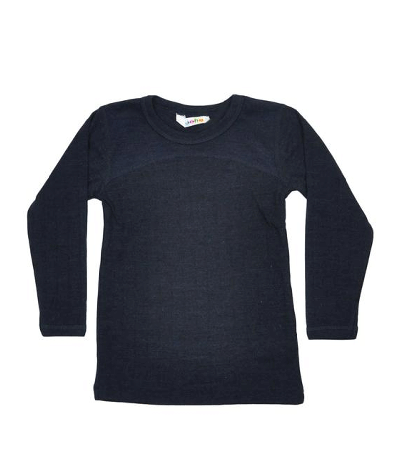 Navy Long sleeved T-Shirt in Wool and Silk by Joha