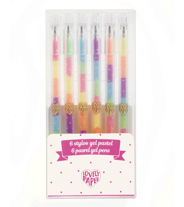 Set of 6 Rainbow Gel Pens by Djeco