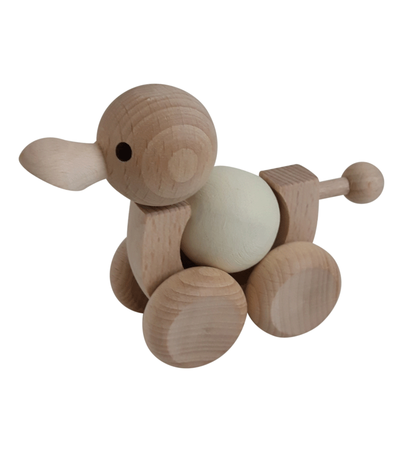 Natural Wood  Duck with Spinning Ball