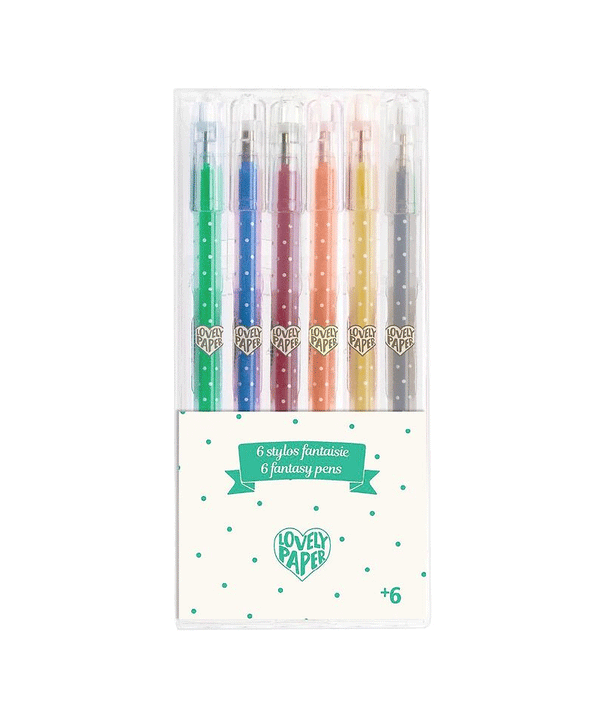 Set of 6 Glitter Gel Pens by Djeco