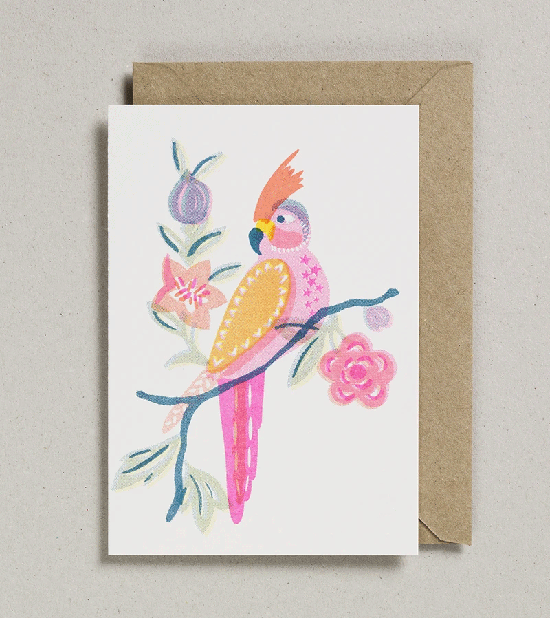 Parrot Riso Papercut Card by Petra Boase
