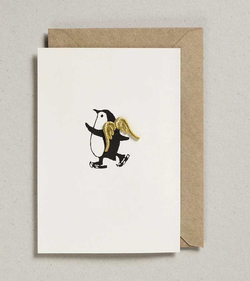 Skating Penguin Iron on Christmas Charm Card by Petra Boase