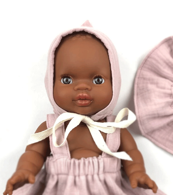 Rose Linen Pixie Hat for Baby Doll